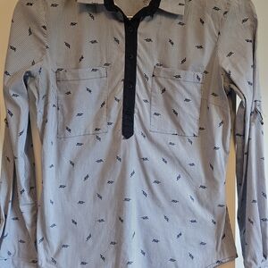 Zara Women's Blue Striped Button Down Shirt